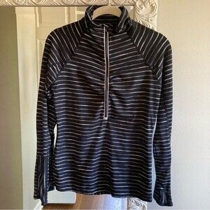 Athleta Women’s Elite active half zip black striped jacket size small!